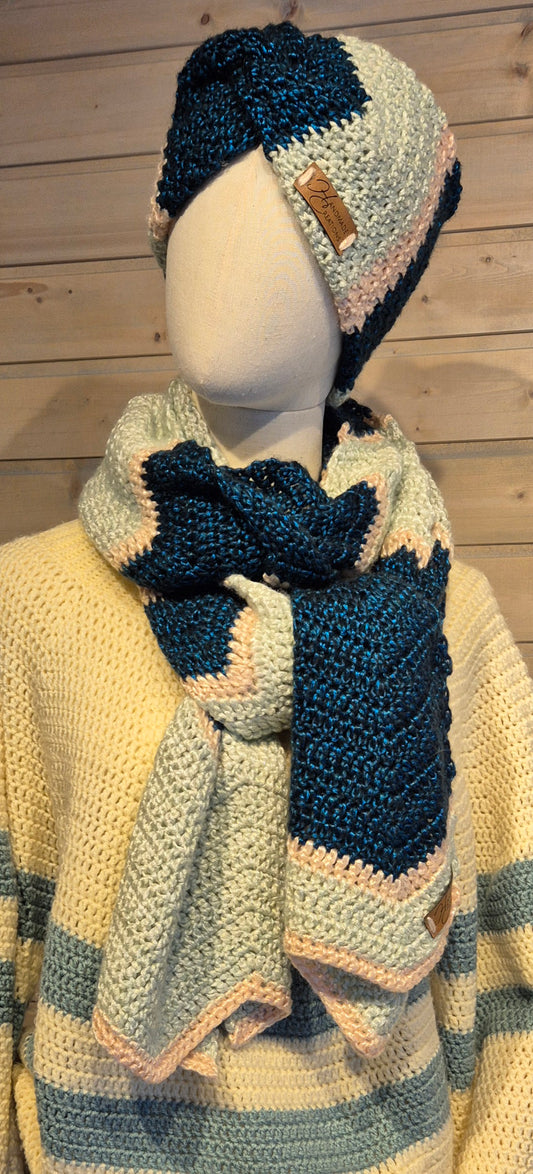 Sjaal - Roze/Blauw/Groen